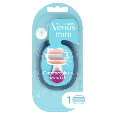 Gillette Venus Mini on The Go Women's Razor Handle with 1 ComfortGlide White Tea Scent Blade Refill   1 Travel Case