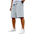 thumbnail image 2 of Men's Baggy Cotton Shorts Elastic Waist Beach Drawstring Athletic Shorts Chino Summer Stretch Casual Workout Shorts with Pockets Light Gray 2XL, 2 of 4