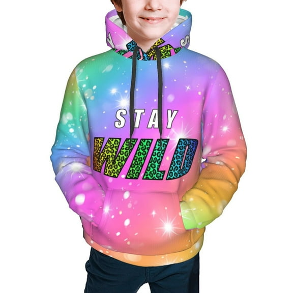 Ben Azelart Stay Wild Hoodies Pullover For Boys Girls 3d Printed Hooded Sweatshirt Long Sleeves Small