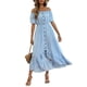 thumbnail image 5 of VISgogo Vestido de mujer, estampado floral, hombros descubiertos, manga corta, decoración de botones, dobladillo con volantes, vestido de blusón VISgogo  moda, 5 of 9