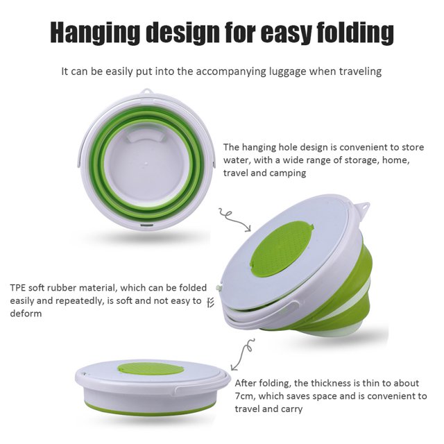 Cubo plegable portátil para pesca al aire librelavabo para coche (verde 5L) Ndcxsfigh Nuevos Originales