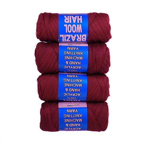 4 Packs Brazilian Wool Hair Yarn, Wool Yarn for Hair Jumbo Braiding& Senegalese Twisting Wool