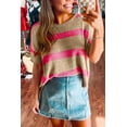 thumbnail image 2 of Women's Pink Stripe Colorblock Short Sleeve Lightweight Sweater | [ZhiHiMeRi] | (US 12-14)L, 2 of 12