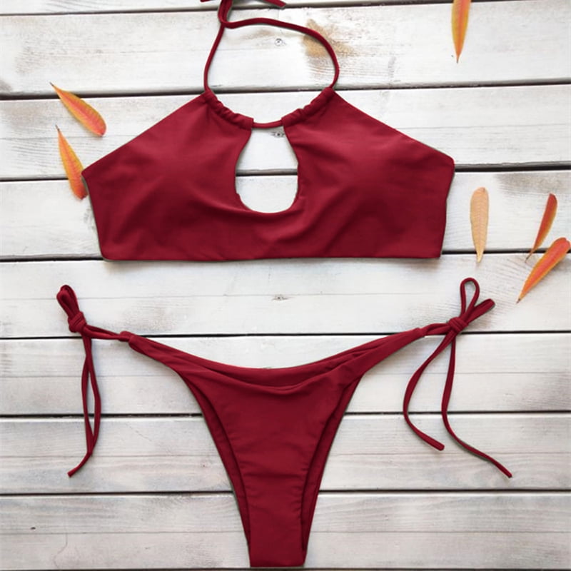 burgundy bathing suit