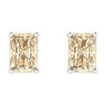 thumbnail image 3 of 14K Solid Gold Push Back Stud Earrings for Women | 2 cttw Emerald Cut Natural Morganite | White Gold, 3 of 5