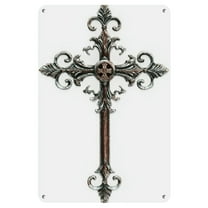 1pcs Metal Wall Sign, 8x12 Inches, Vibrant Metal Flower Cross Wall Decor