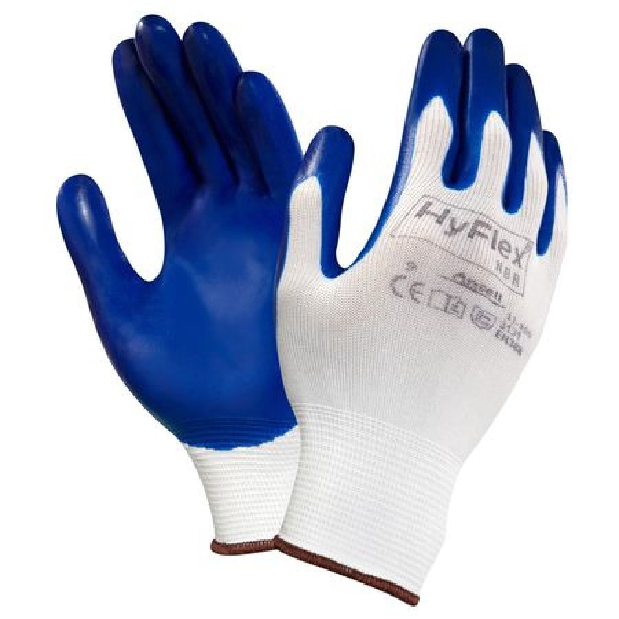 3 Pair Ansell HyFlex 11-900 Nitrile Palm Coated Gloves Size 8 