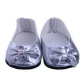 thumbnail image 2 of Elegantes zapatos planos de cuero sintético para muñecas de 18 pulgadas Plata, 2 of 6