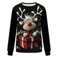 thumbnail image 5 of asdoklhq Thanksgiving Sweaters for Women Christmas Fashion Casual Print Round Neck Loose Long Capless Sweatshirt Sleeve Black M, 5 of 7