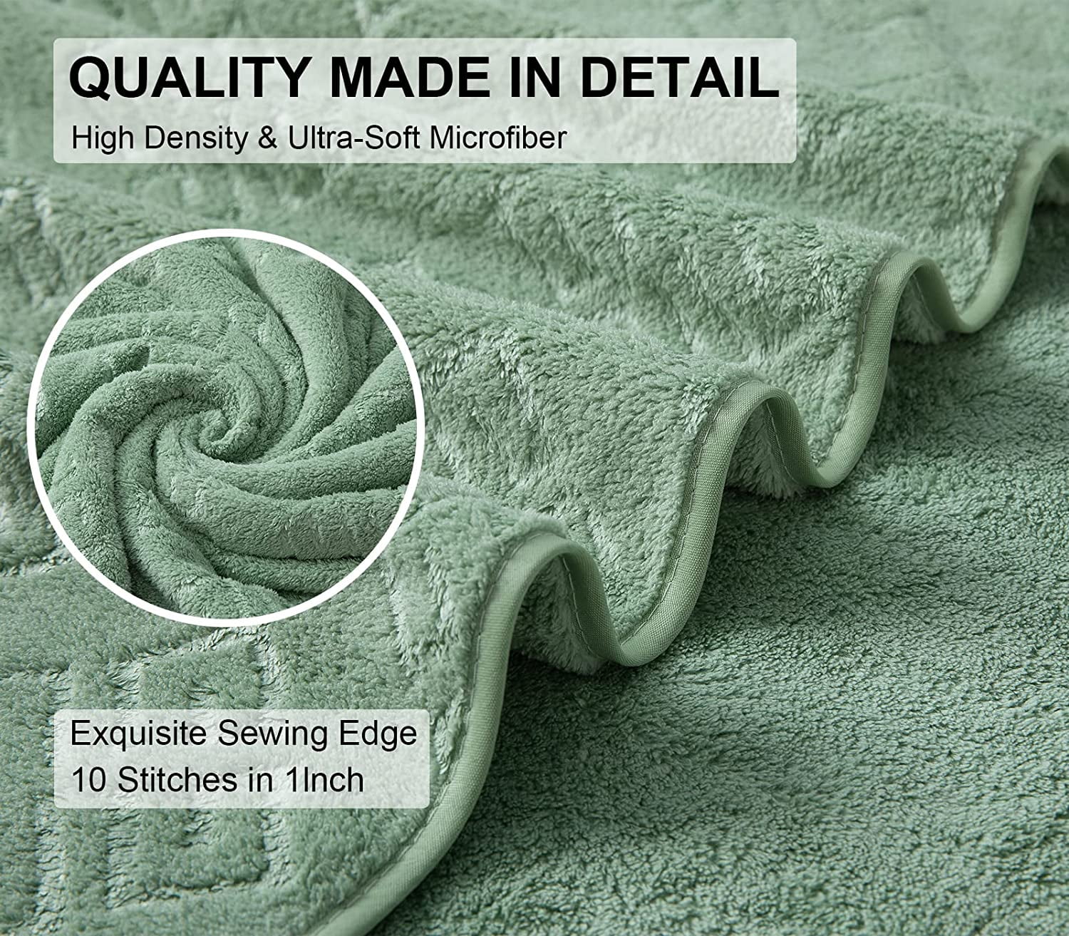 Jessy Home Light Green Bath Towel set of 8, 2 Oversized Bath Towels, 2 Hand Towels, 4 Washcloths-600 GSM Soft Towel Set