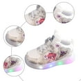 thumbnail image 5 of Light up Shoes for Girls Cute Cartoon Trendy Color Block Flat Sneakers Hook and Loop Lace up Casual Skate Shoes White 7 Toddler, 5 of 5