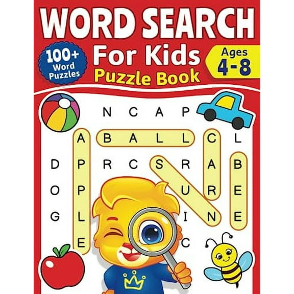 Pre-Owned Word Search For Kids Puzzle Book: 100  Word Puzzles | Fun Challenges For Children Ages 4-8 | Search and Find Words Activity Book With Multiple Levels Of Difficulty Paperback