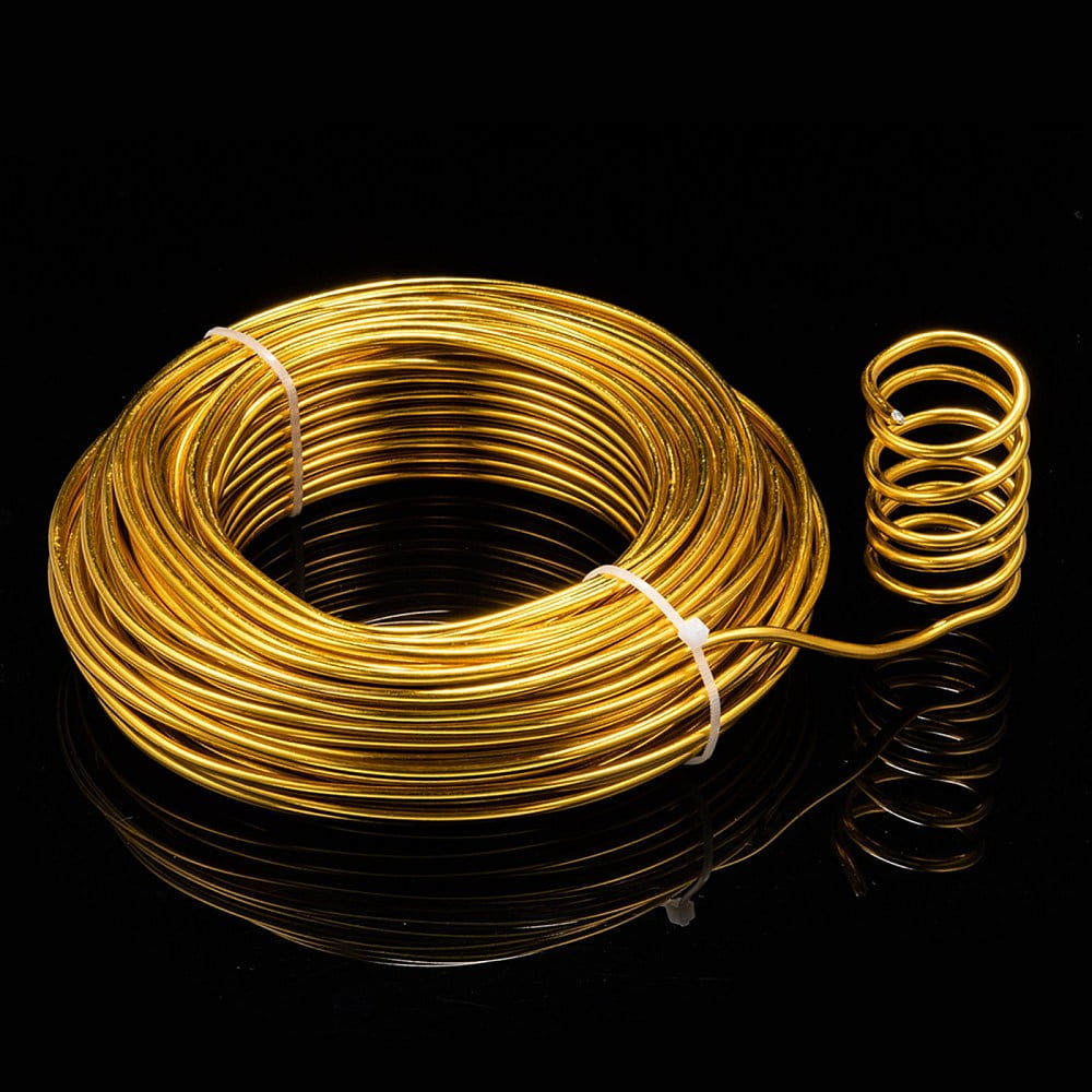 500gs Round Anodized Aluminum Wire Bendable Metal Craft Wire for DIY Jewelry Craft Making Gold 9 Gauge 3.0mm 25m/500g(82 Feet/500g)