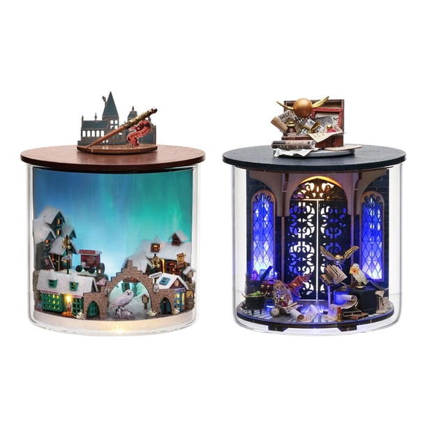 2 piezas de casa de muñecas en miniatura para hacer tú mismo, regalo para el pueblo y la oficina. pueblo y oficina