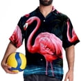 thumbnail image 4 of Flamingo Tropical Rainforest Men's Poplin Casual Printed Button Down Short Sleeve Summer Beach Shirts Unisex, 4 of 6