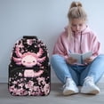 thumbnail image 2 of Yuyamidu Axolotl Kids School Backpack for Girls Pink Cherry Blossom Kids Teens School Bookbag Elementary Primary Schoolbag Bagpack for Students, 2 of 7