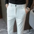 thumbnail image 3 of Pantalones a rayas para hombre, rectos, tallas grandes, trajes para hombre, pantalones, ropa de primera calidad, elegantes, vintage, antiarrugas, pantalones de vestir, 3 of 5