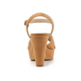 thumbnail image 3 of BLISSFUL STEP Women's Fashion Platform Strap Slingback Chunky Heel Open Toe Sandals Brown 6, 3 of 8