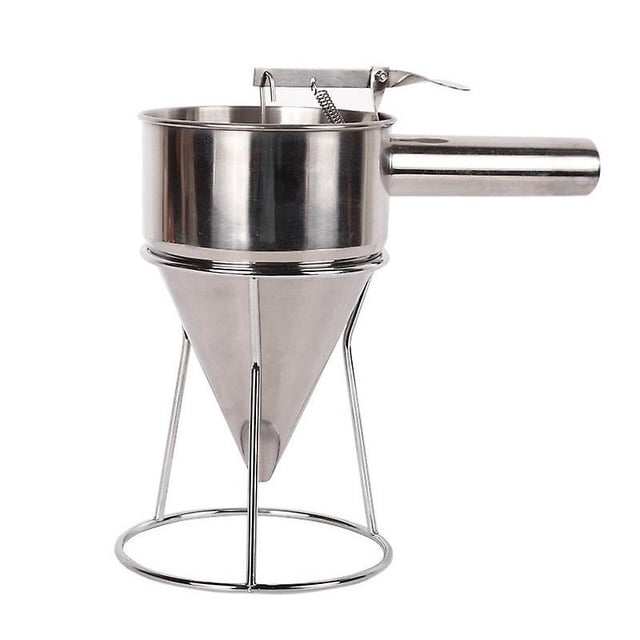 Dispensador de masa para panqueques de acero inoxidable - Dispensador de embudo con soporte para takoyaki y repostería