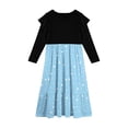 thumbnail image 4 of Abcomgle Girl's Summer Casual Dress Casual Patchwork Ruffle Long Sleeve Maxi Dress Polka Dot Crew Neck Sundresses Summer Tiered Dresses with Pockets,9-10 Years Light Blue, 4 of 5