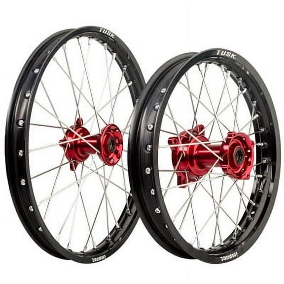 Impact Complete Front/Rear Wheel Kit 1.40 x 19/1.85 x 16 Black Rim/Silver Spoke/Red Hub for Honda CRF150R Expert 2012-2018