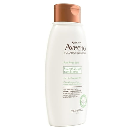 Aveeno Strength & Length Plant Protein Blend Conditioner, Vegan Formula for Strong Healthy-Looking Hair, 12 Fl Oz