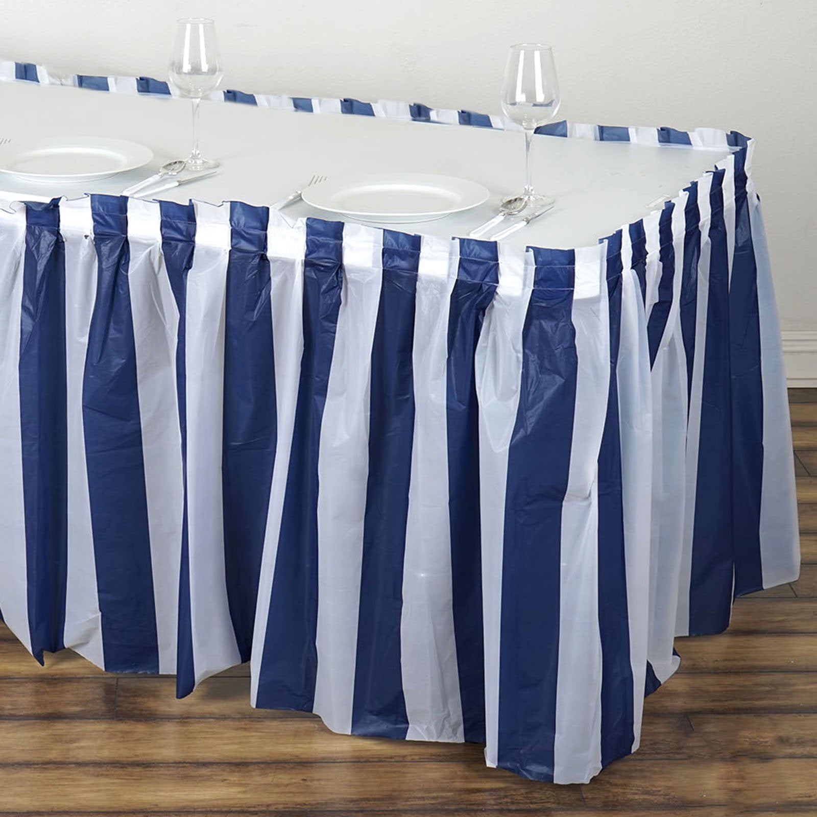 Efavormart 5 PCS 14FT White/Navy Blue Stripe Disposable Waterproof