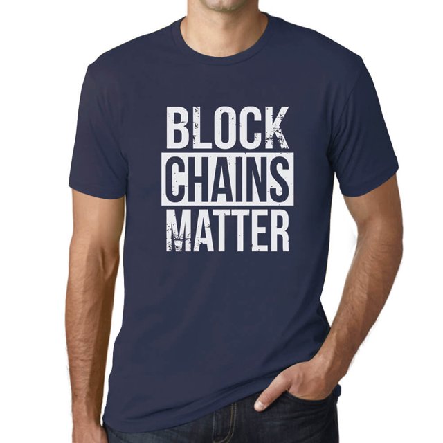 T-Shirt Graphique pour Hommes Blockchains Matter Cryptocurrency Éco-Responsable Édition Limitée Tee-Shirt Manches Courtes Vintage Cadeau d'Anniversaire Original