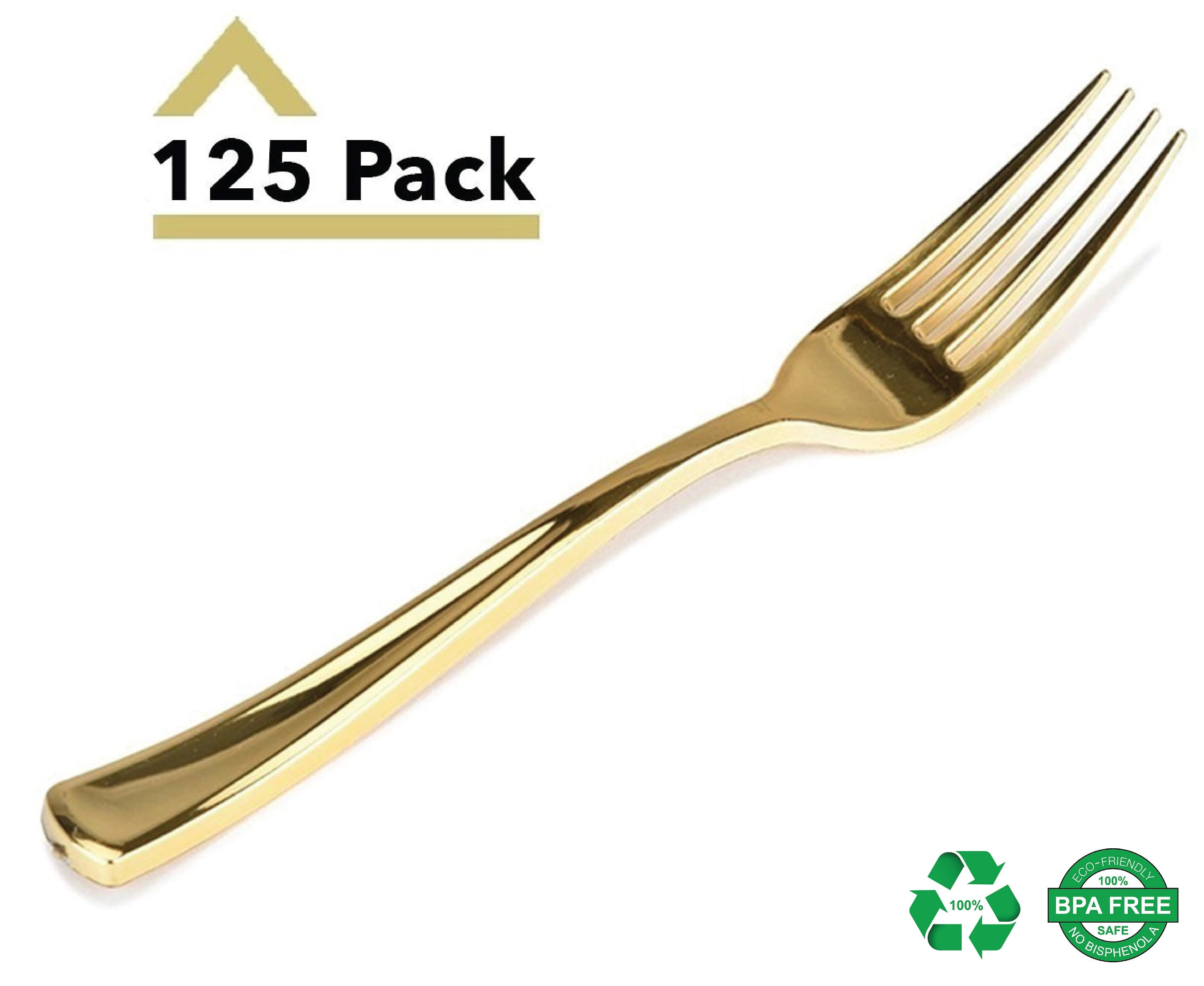 Stock Your Home 125 Gold Plastic Forks, Looks Like Gold Cutlery - Solid ...