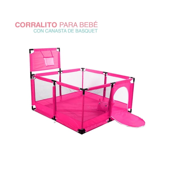 Corral para bebe con canasta basquet rosa 6.49 pulg YEI YI-CPBCCPK