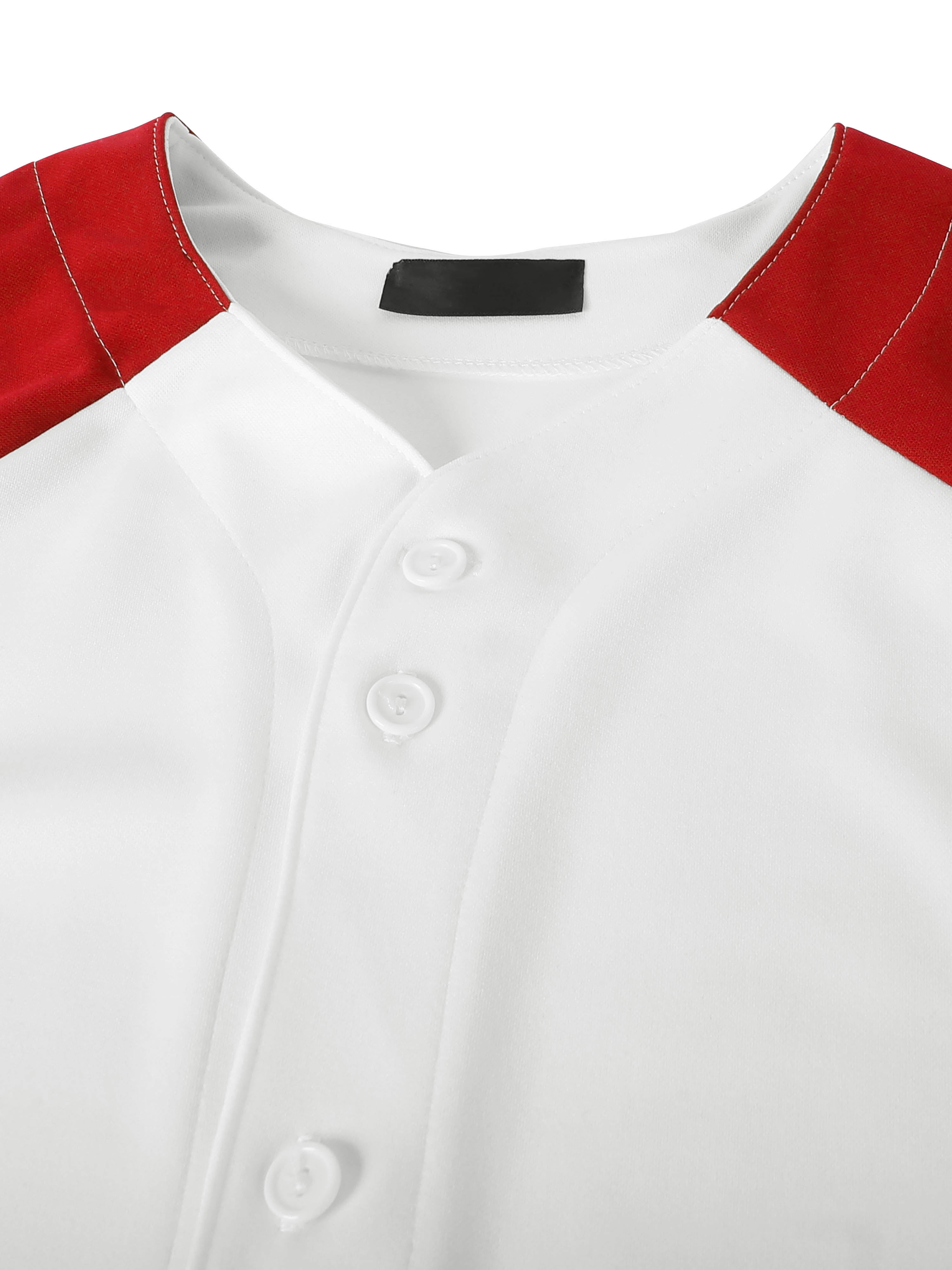 Ma Croix Men's Premium Baseball Tee Button Down Two Tone Raglan Short Sleeve Jersey