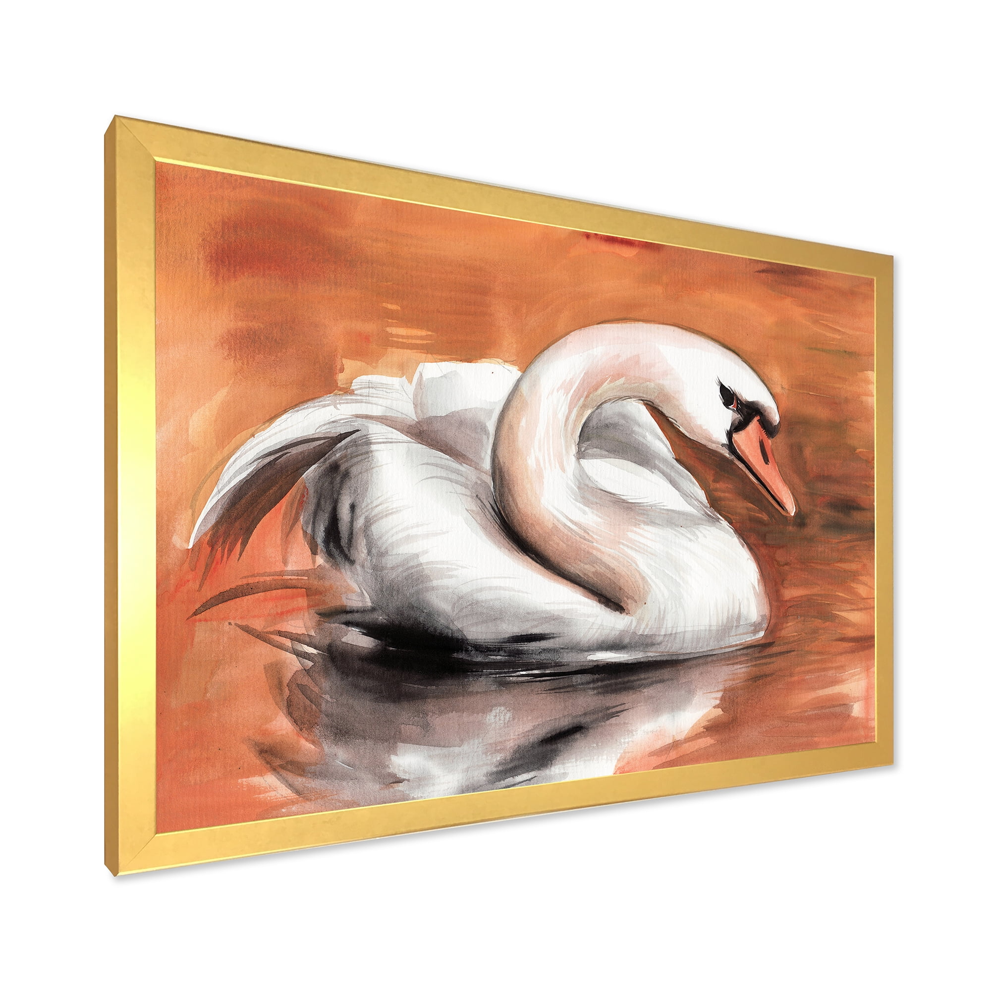 Designart 'Close Up Swan On The Water' Traditional Framed Art Print