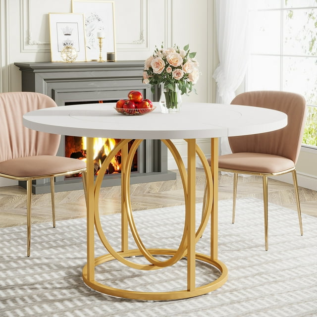 Tribesigns Round Dining Table for 4 to 6, 47" Modern Kitchen Dinner