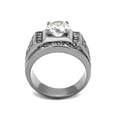 thumbnail image 3 of Men's 4.03 Ct Round Cut Cubic Zirconia, Silver Stainless Steel Ring Size 8, 3 of 5