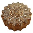 thumbnail image 4 of Brown Wooden Block Floral Pattern Hand Carved Textile Wood Stamp Printing Blocks, 4 of 5