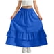 thumbnail image 2 of Falda larga con volantes y bolsillos para niña, cintura elástica, informal, escalonada, de poliéster, 2 of 7