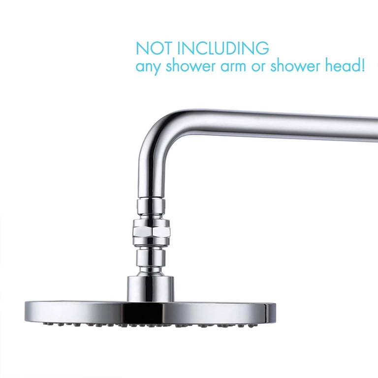 Solid Brass Shower Head Swivel Ball Joint Adapter - Chrome, G1/2 Thread, Adjustable Shower Arm Connector
