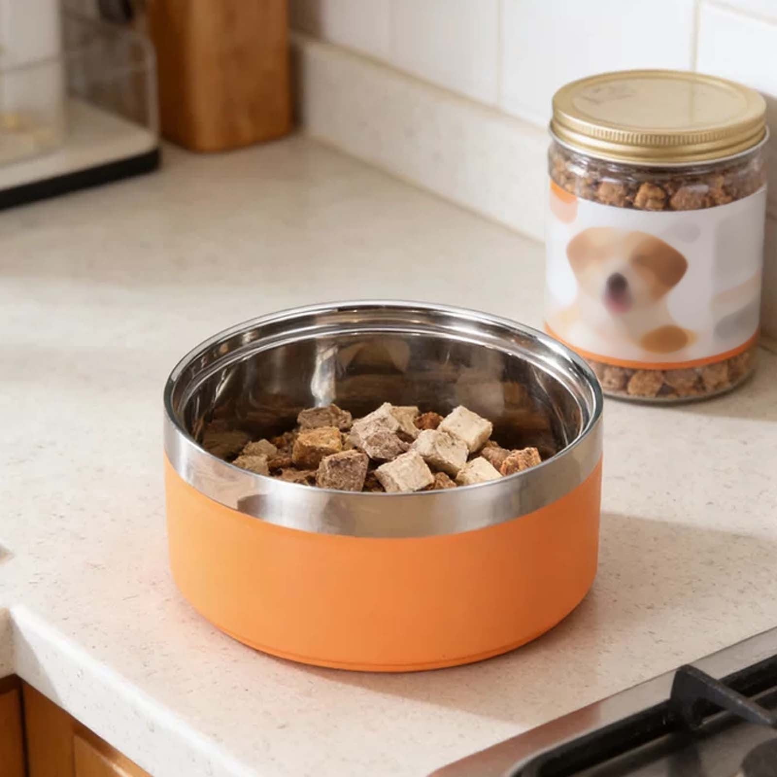 Gytml Diy Silicone Slow Feeder Dog Bowl, Interactive Puzzle Feeder For Fast Eaters, Non- Pet Food Bowl For Small Medium Dogs Cats Orange-18x8.5cm