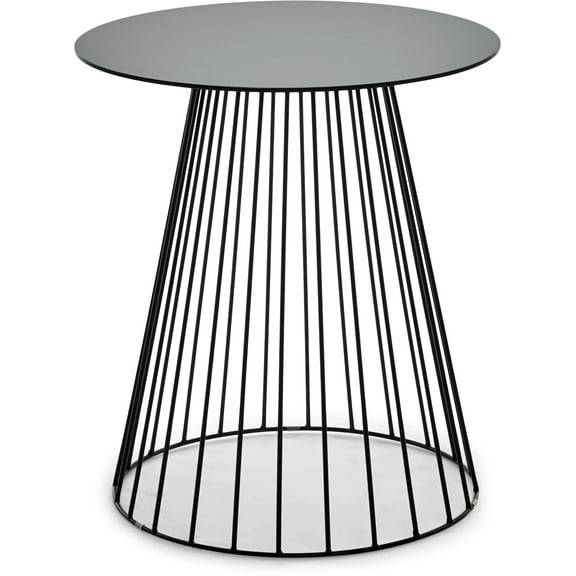 Adore Decor Element Modern Round Metal Accent End Table, Black