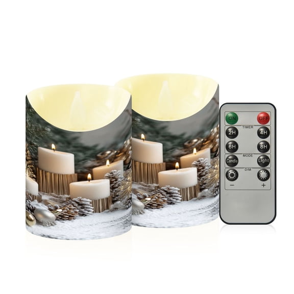 2 PCS Tilted Flameless Candles Flickering LED Lights Battery Operated Candles with Remote Timers for Holiday Decor Christmas Candle Decorations