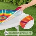 thumbnail image 5 of Colorful Tie Dye Mandala Pattern Round Fitted Tablecloth with Elastic Edge,Dining Table Cover Waterproof,Outdoor Round Tablecloth for Camping,Dining,Indoor and Outdoor, 5 of 7