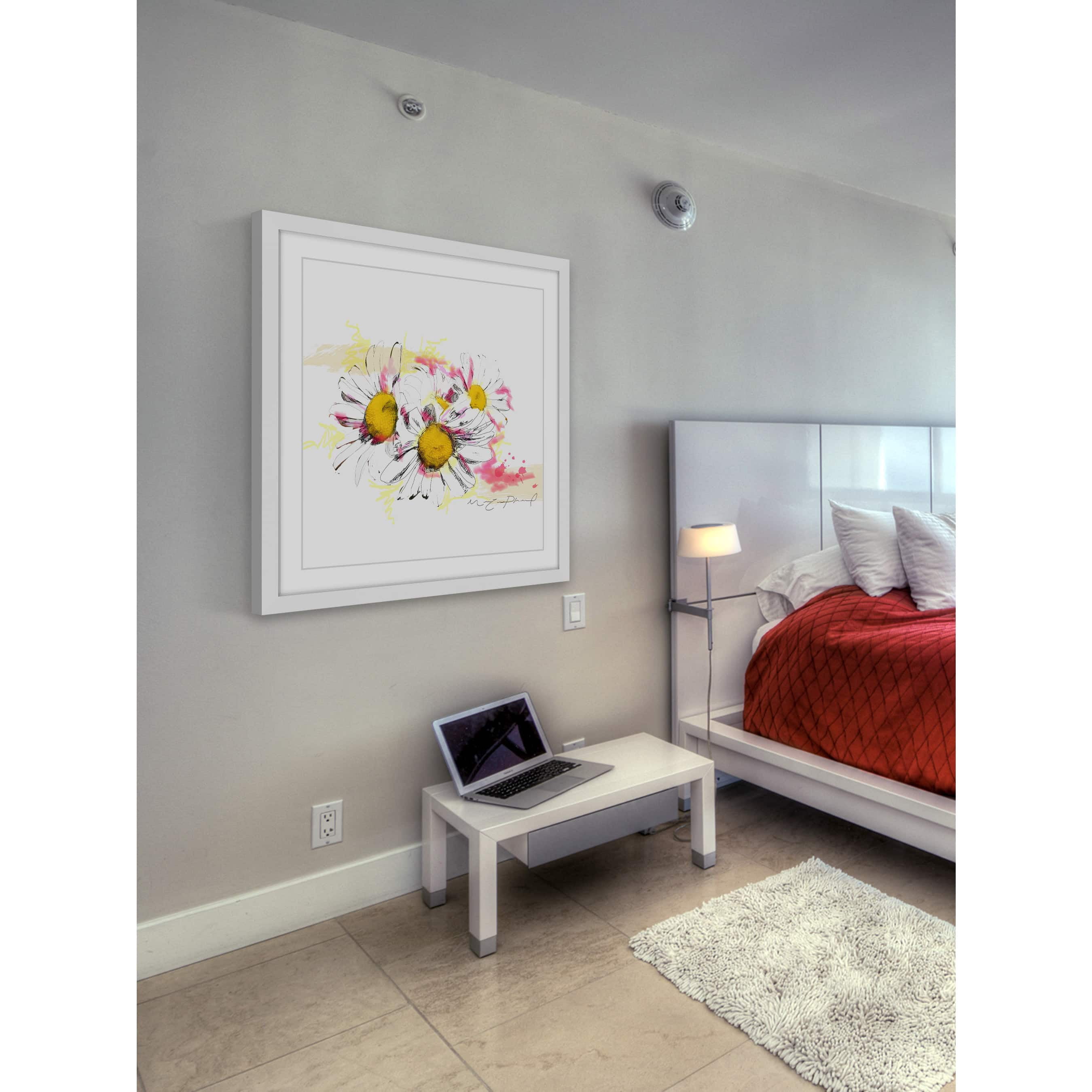 Marmont Hill "Marguerites" By Marie-Eve Pharand Framed Painting Art Print, 32.0" x 1.5"
