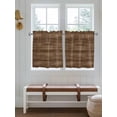 thumbnail image 2 of Brown Wood Grain 2 Panel Kitchen Curtains for Small Windows, Retro Farmhouse Wooden Plank Bathroom Tier Curtain, Short Window Treatment for Bedroom/Living Room 55"x24", 2 of 6