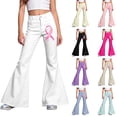 thumbnail image 2 of LRen Girls Uniform Pants Flare Leg Soft Pink Ribbon Straight Leg Y2k Loose Fit with Pockets Loose Long Trousers for Big Kids Age 15-16 Years, 2 of 6