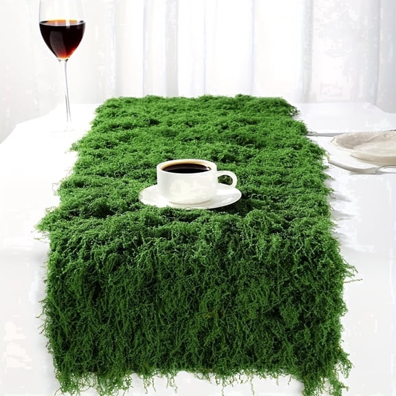 FSZNKJ Polyester Fiber Artificial Moss Panel 19.69" x 78.74" Green for Walls, Bar, and Pillars – Faux Moss Runner for Narrow Spaces and Column Wraps