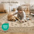 thumbnail image 3 of ODIKA 5'x7' Washable Area Rug Easy Care, Non-Shedding, Pet Friendly, Beige and Sage Floral Medallion Elegant Botanical Motif with Intricate Borders for Small Living Room, Bedroom, 3 of 6
