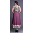 thumbnail image 4 of Bimba Dark Magenta Floral Printed Women Designer Mandarin Collar Anarkali Dress Indian Ethnic Kurta X-Large, 4 of 6