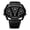 Black, variant on Men's Multi-Time Zone Watch: Triple Sub Dial Display Genuine Leather Strap Oversized Oval Case Motorcycle Analog Quartz Wristwatch for Men