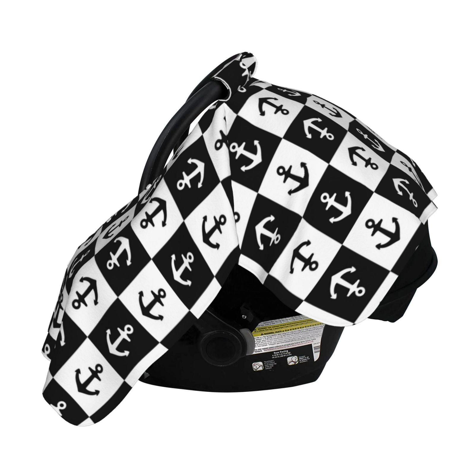 Naloa Nautical Anchors1 Baby Car Seat Cover, Breathable Baby Carrier Cover, Multiuse Baby Carrier Cover & Nursing Breastfeeding Cover