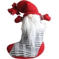 thumbnail image 3 of Northlight Windowpane Christmas Stocking Gnome Figure - 14.5" - Red and Gray, 3 of 4